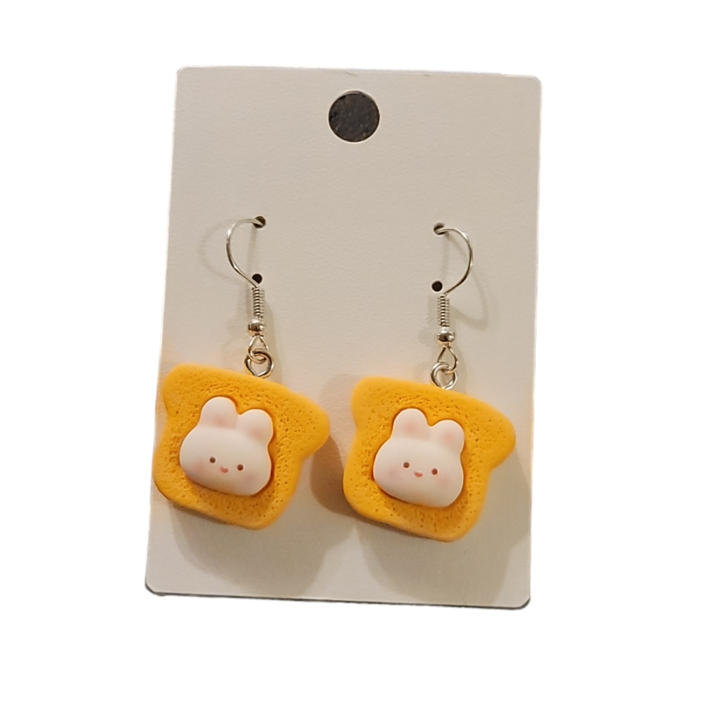 NWT! Kawaii Cartoon Rabbit Breat Dangle Earrings - Picture 1 of 4